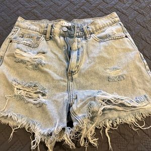 Ripped denim shorts